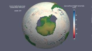 Southern Ocean Sea Surface Height anomalies (VTK/Paraview)