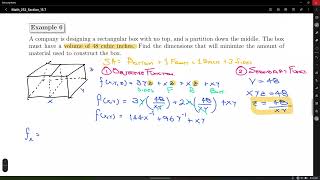Math 252 Section 15.7: Maximum and Minimum Problems pt. 3 (Summer 2024)