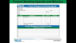 Module 8 - Managing Project Meetings with an Agenda and Minutes - Value Generation Partners