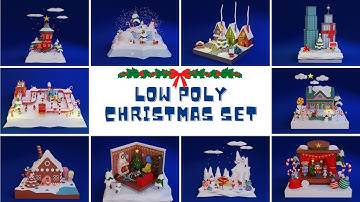 Low Poly Christmas Set