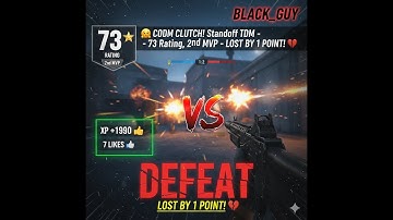 🤯 CODM CLUTCH! Standoff TDM - 73 Rating, 2nd MVP - LOST BY 1 POINT! 💔