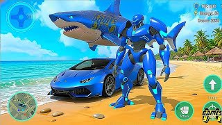 Blue Shark Robot Transform Wars: Car Drone Shark Robot Game 2026 Part 7 - Android Gameplay screenshot 4