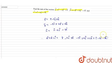 Find the sum of the vectors `vec=hati-2hatj+hatk, vecb=-2hati+4 hatj+5hatk