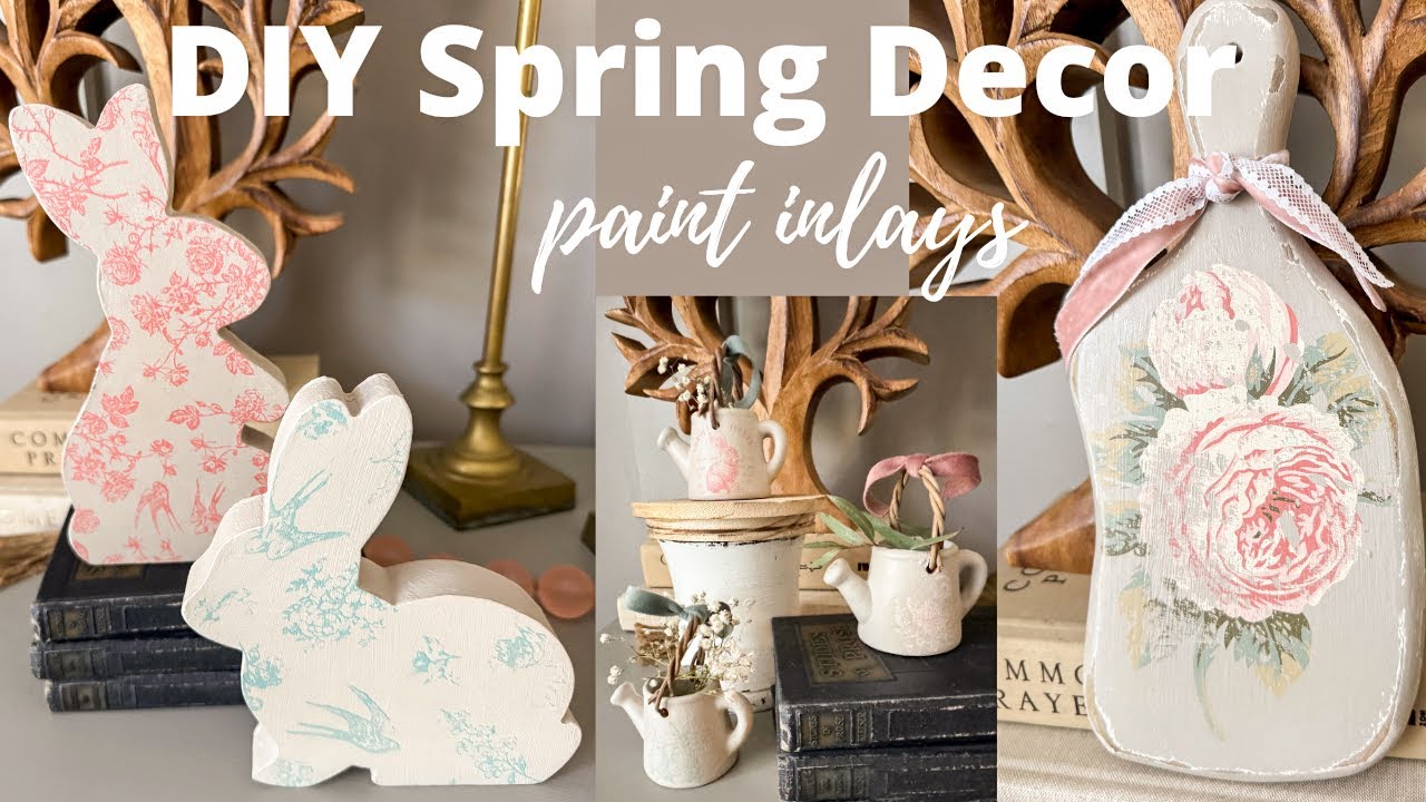 DIY Spring Decor from Thrifted Items | Bunnies | Spring Melody Paint Inlay