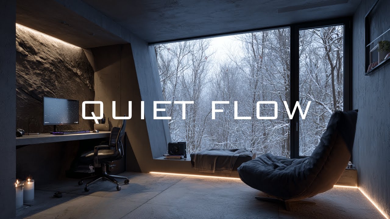 Calm Deep Work Music for Quiet Productivity – Snow Forest Window Ambience
