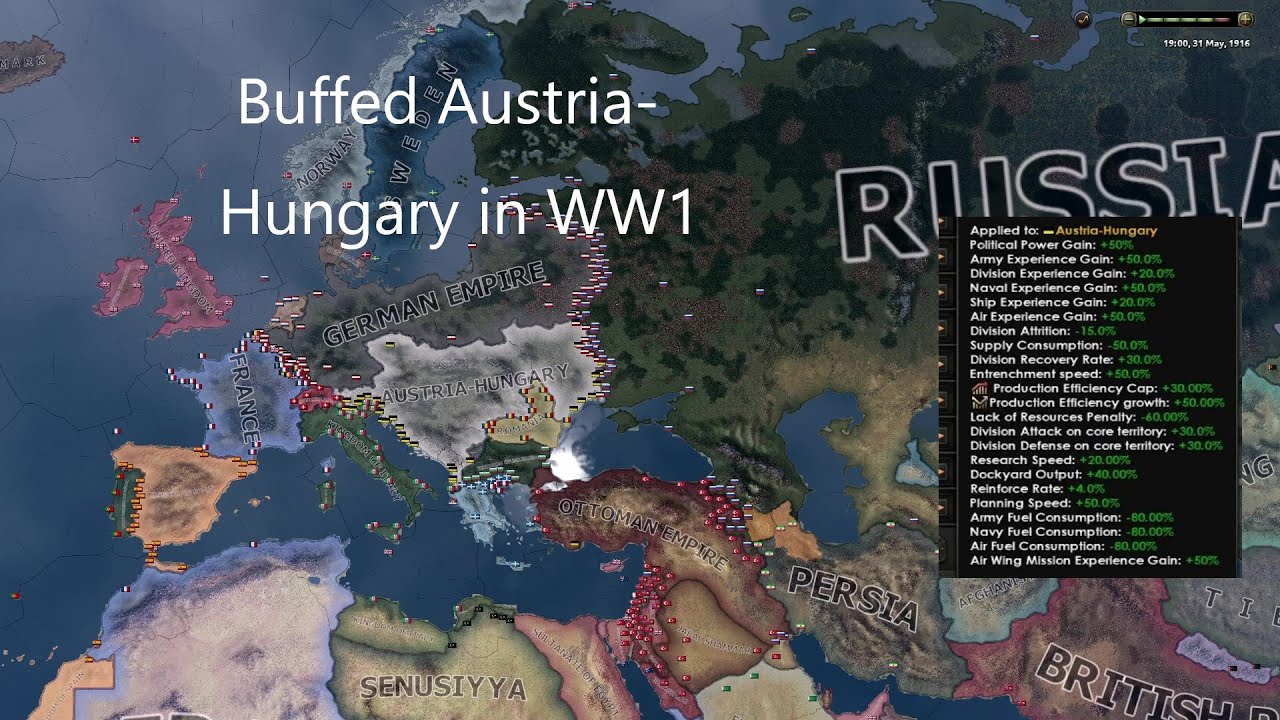 When Austria-Hungary is buffed in ww1 - Hoi4 Timelapse - YouTube