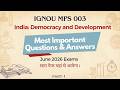 MPS 003 IMPORTANT QUESTIONS JUNE 2026 || MPS 003 IGNOU IMPORTANT QUESTION ANSWER 