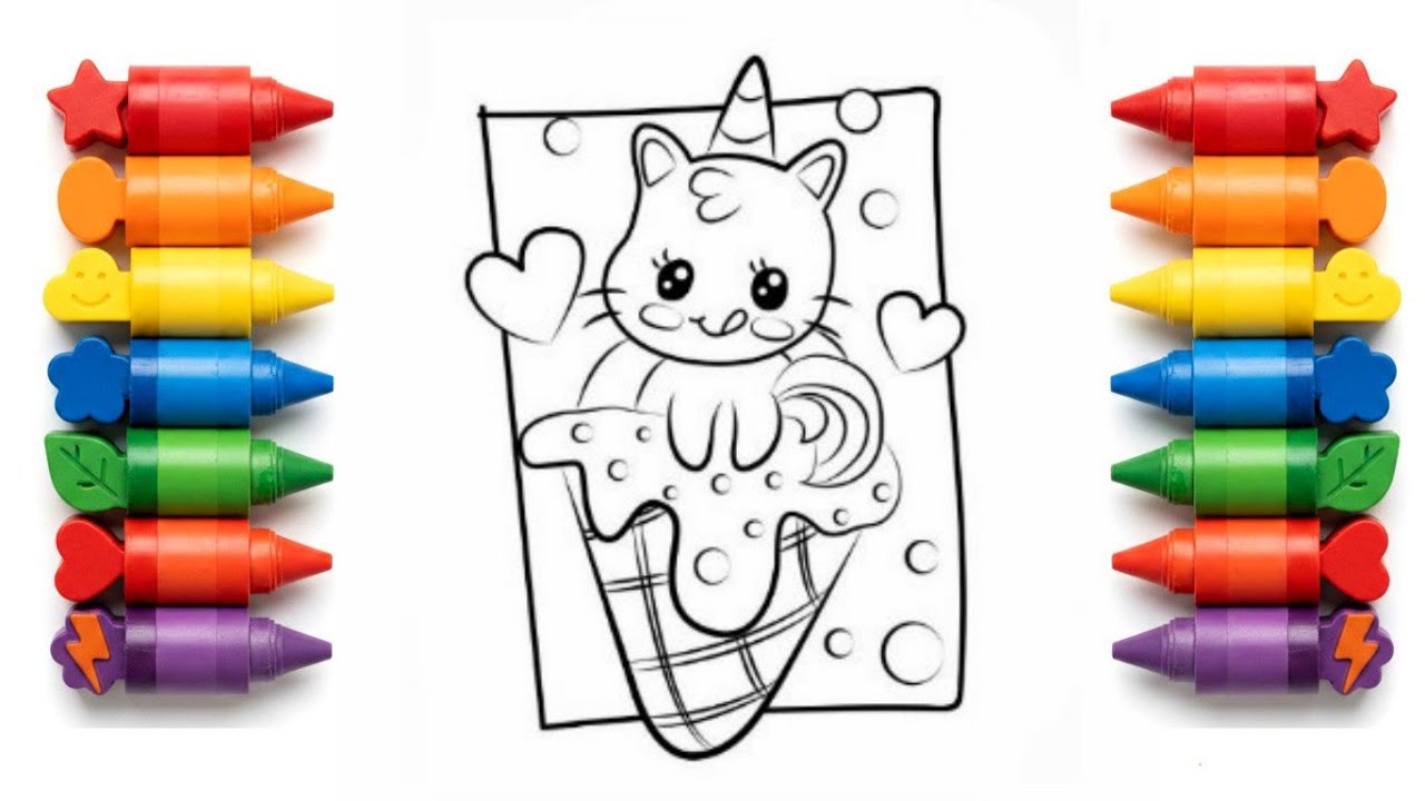 Ice Cream Unicorn Coloring Drawing for Kids 🎨🍦