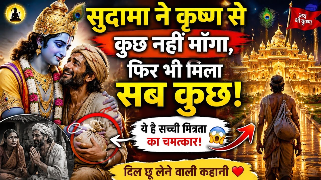 🚩♥️सुदामा ने कृष्ण से कुछ नहीं माँगा, फिर भी मिला सब कुछ! 😱🙏