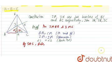 The perpendicular bisectors of the sides of a triangle ABC meet at I. Prove that : IA = IB = IC....