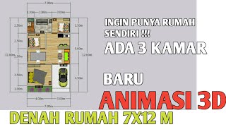 Desain Rumah Minimalis 7x13 Dengan 3 Kamar Tidur 2 Kamar