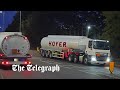 Army tanker drivers deliver fuel to petrol stations for the first time