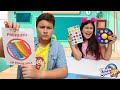 Maria Clara e JP aprendem formas geométricas com brinquedos de Pop It