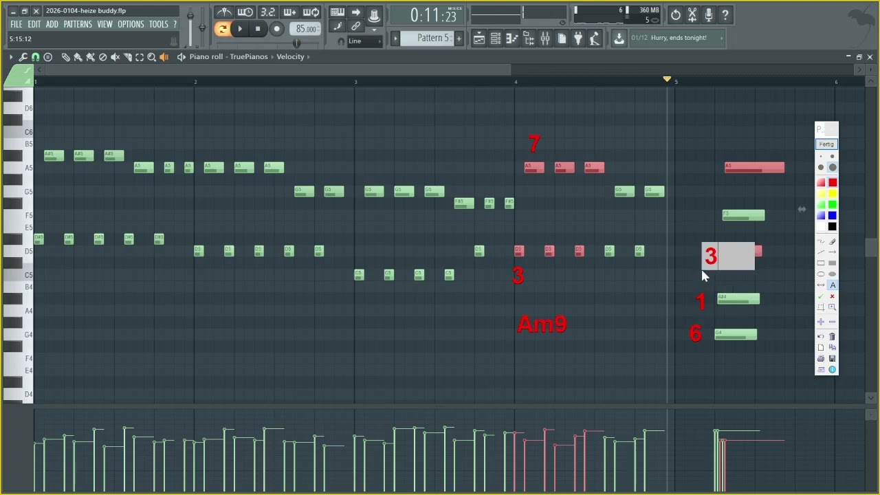 Am9 chord example ，Heize Buddy 前奏