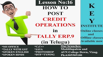 How To Post Credit Operations In Tally ERP9 In Telugu