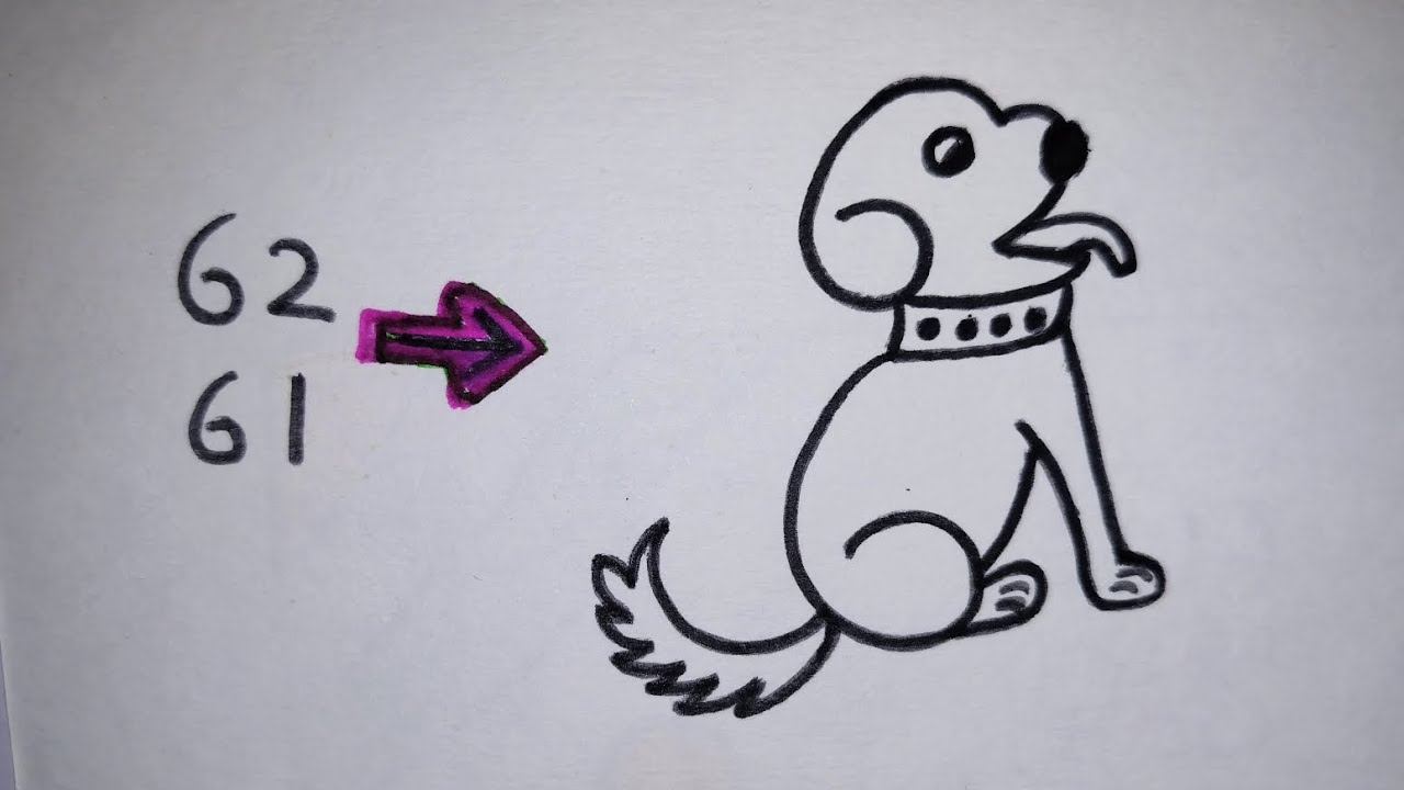 how to draw a dog very easy step by step / number 6261 to dog