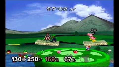 Super Smash Bros Melee Debug Menu Fun - Roy and Luigi on 1-1 Adventure Mode