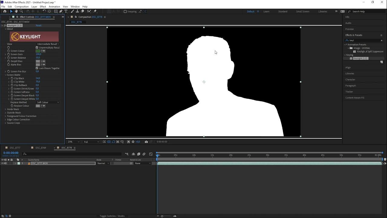 After effects keying