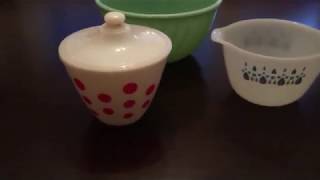 Vintage Fire King Glassware - polka dot grease jar, jadite swirl and more