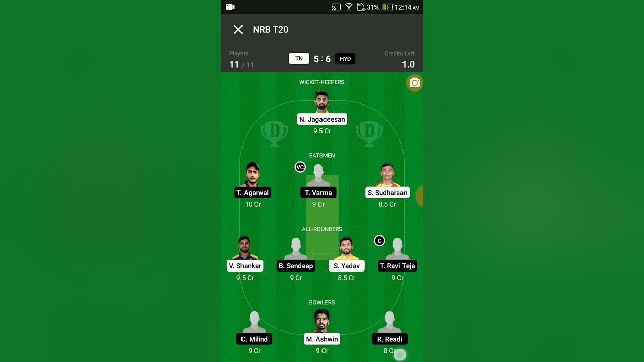 TN VS HYD Dream11 Team Prediction TN VS HYD Dream11 winning Team TN