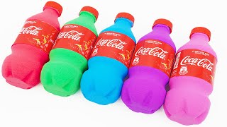 Satisfying Video l How to Make Rainbow Kinetic Sand Coca Cola Bottles Cutting ASMR