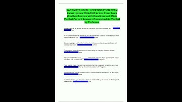 XACTIMATE LEVEL 1 CERTIFICATION EXAM Latest Update 20242025 Actual Exam From Credible Sources with Q