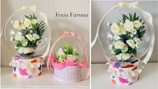 RAMOS DE FLORES ENGLOBADOS  EN GLOBOS BURBUJAS COMO HACERLO PASO A PASO MARAVILLOSA IDEA REGALO