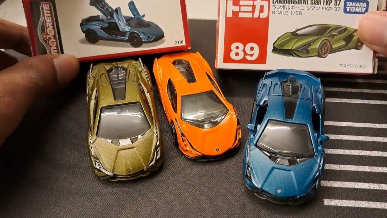 Lamborghini Sian FKP37 detailed comparison video - Hot Wheels, Tomica & Majorette