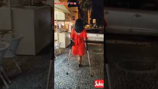 Beautiful one-legged amputee lady | #crutching