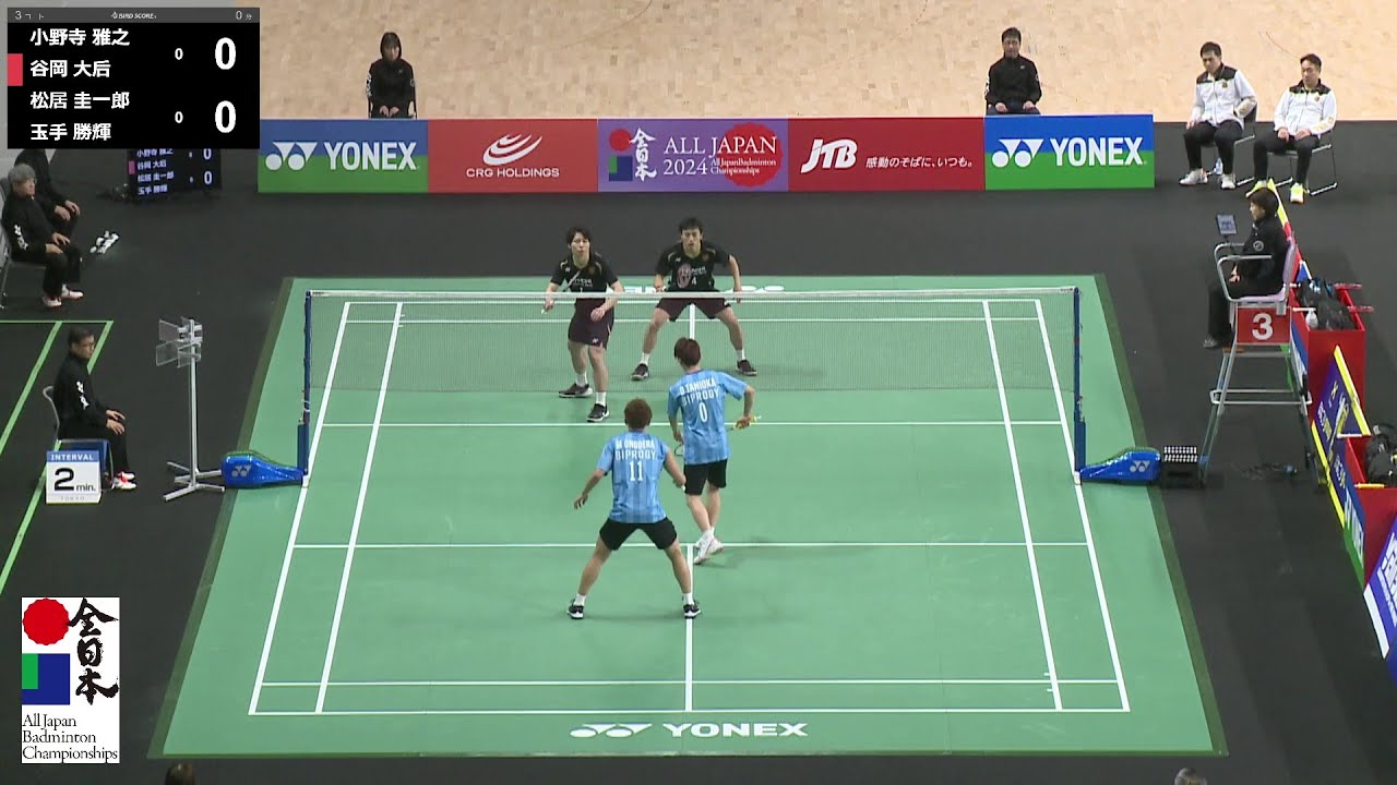 【総合2024】男子ダブルス2回戦｜小野寺雅之／谷岡大后（BIPROGY）vs 松居圭一郎／玉手勝輝（日立情報通信エンジニアリング）