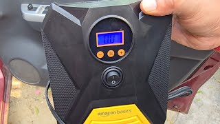 Amazon Basics Portable Dc Digital Tyre Inflator 12V, 150 Psi With Digital Pressure Gauge And Led
