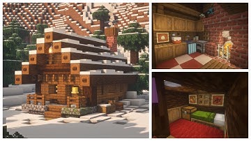 Minecraft | How to build a Cozy Winter Log Cabin - Tutorial