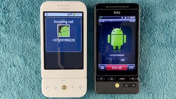 Calling from HTC Dream to HTC Hero. The first Android and the first with HTC Sense UI