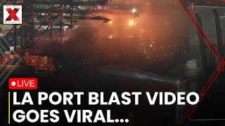 LA Port Blast LIVE: Massive fire erupts on cargo ship, 23 trapped | Black smoke towers over city