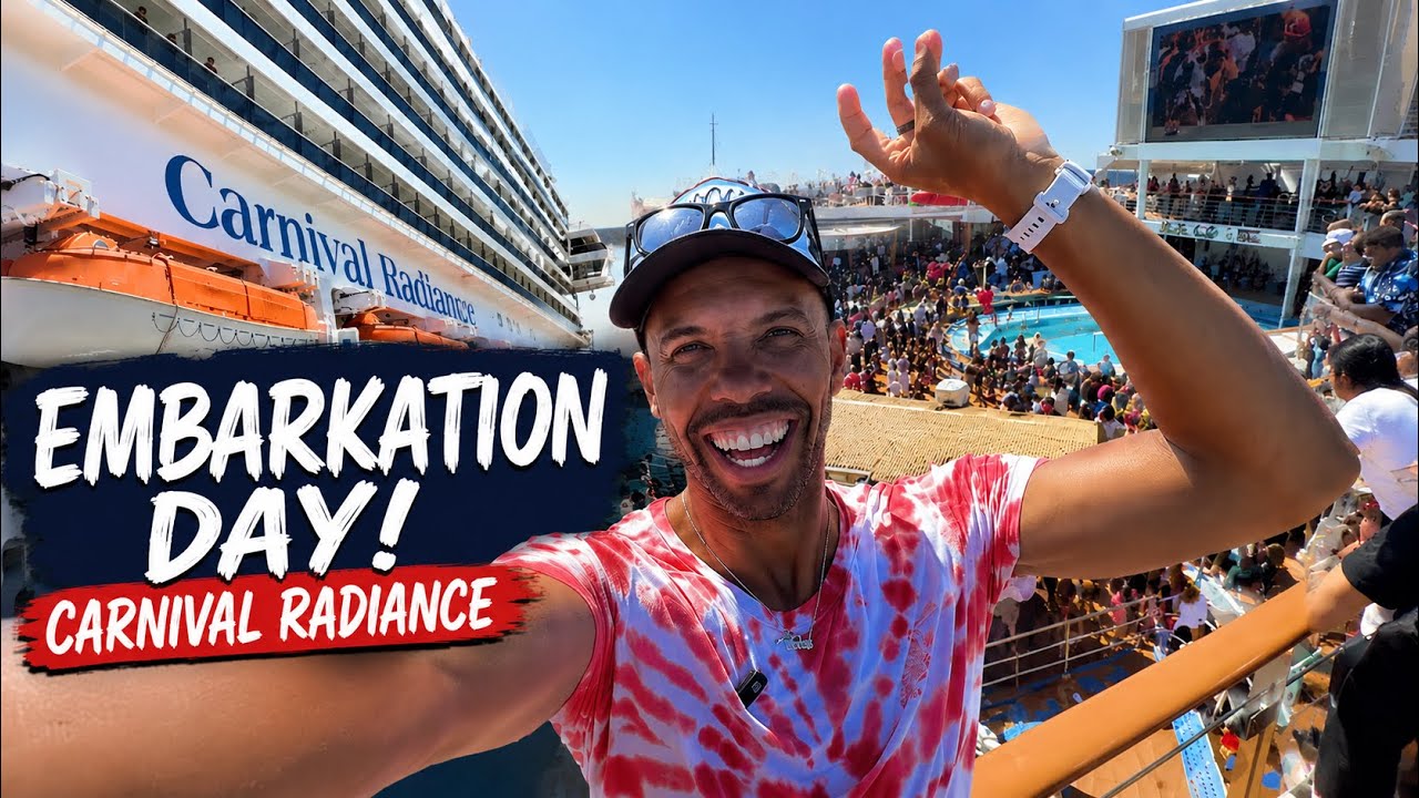 My FIRST Day on the Carnival Radiance! Embarkation, Food, Cabin and Ship Tour + More! 