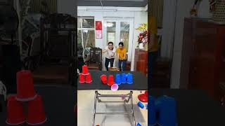 Cup Pyramid Knock Down Challenge🤣Funny Family Games screenshot 4