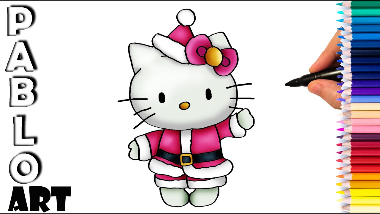 How to Draw 🎅 Hello Kitty as Santa claus for Christmas | Learn to Draw ...