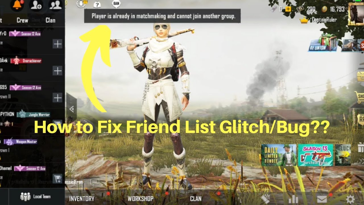 How To Fix Friend List Glitch Bug Pubg Mobile Youtube