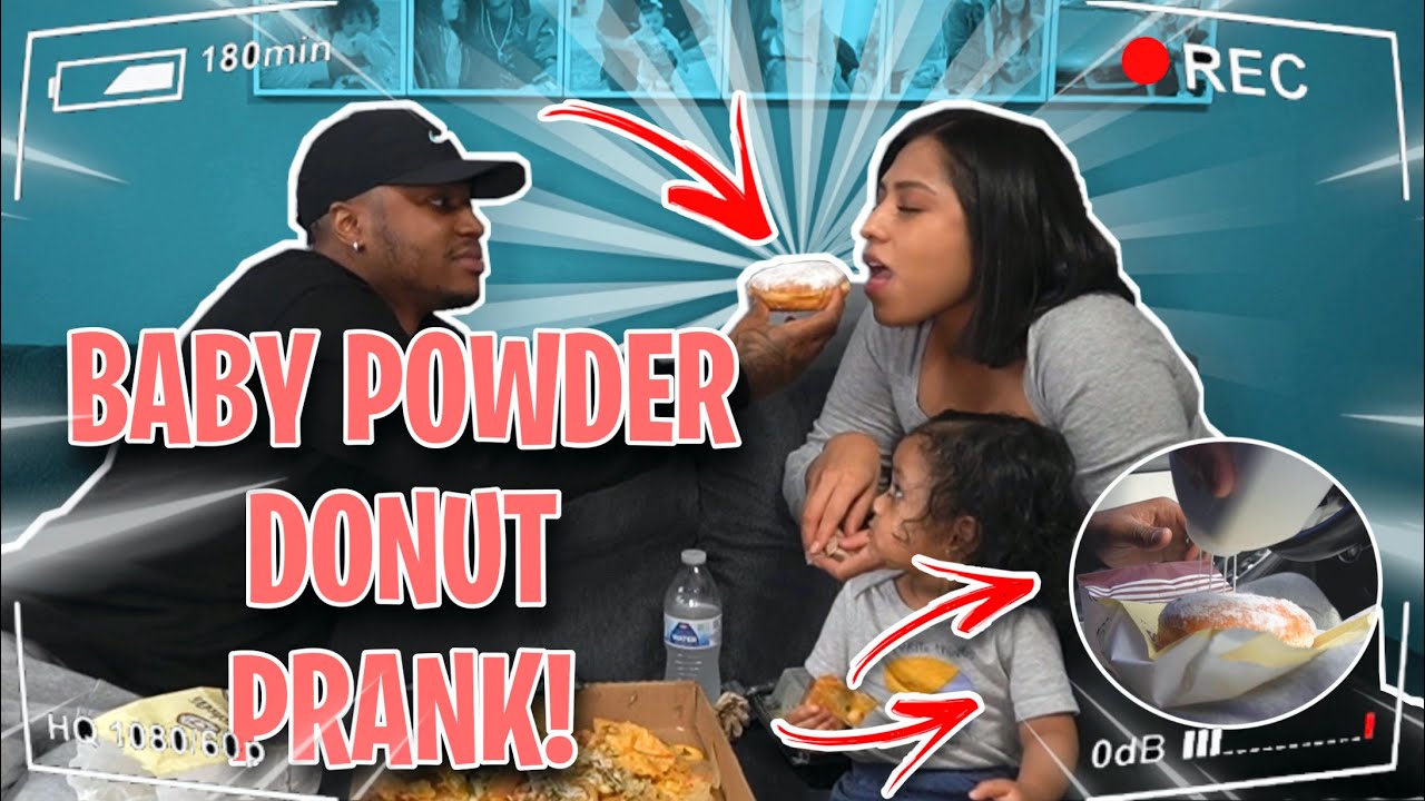 eating baby powder on donuts