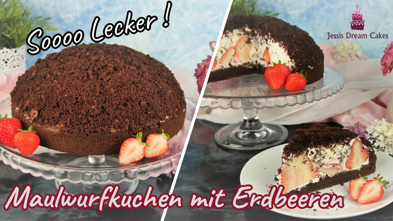 Maulwurfkuchen mit Erdbeeren 🍓/ So Einfach und Lecker! / Schoko ...