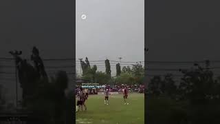 Lightning strike on a soccer field in Narathiwat, Thailand