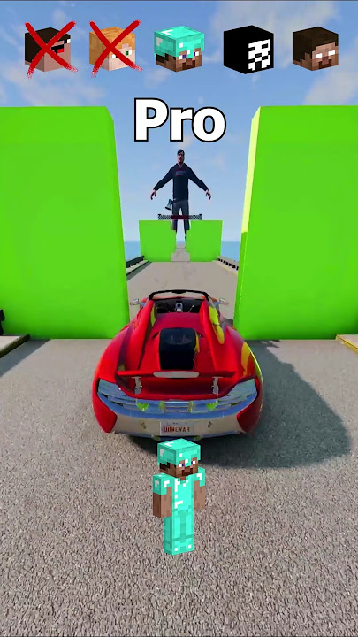 NOOB vs Girl vs PRO vs HACKER vs HEROBRINE Car Jump Challenge!  😂 🚗 #beamngdrive
