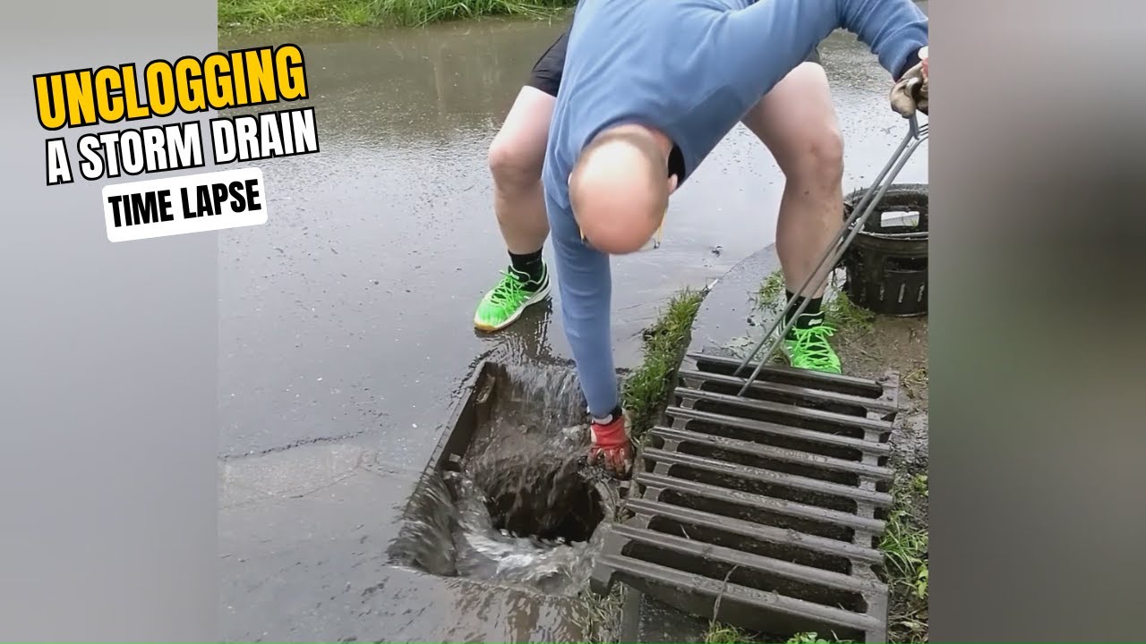 #046-1 - Time Lapse - Unclogging a storm drain after rain in Germany ...