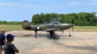 P39 Airacobra start up WW2 airplane