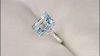 Anello Floral con Acquamarina ottagonale 5.22 ct