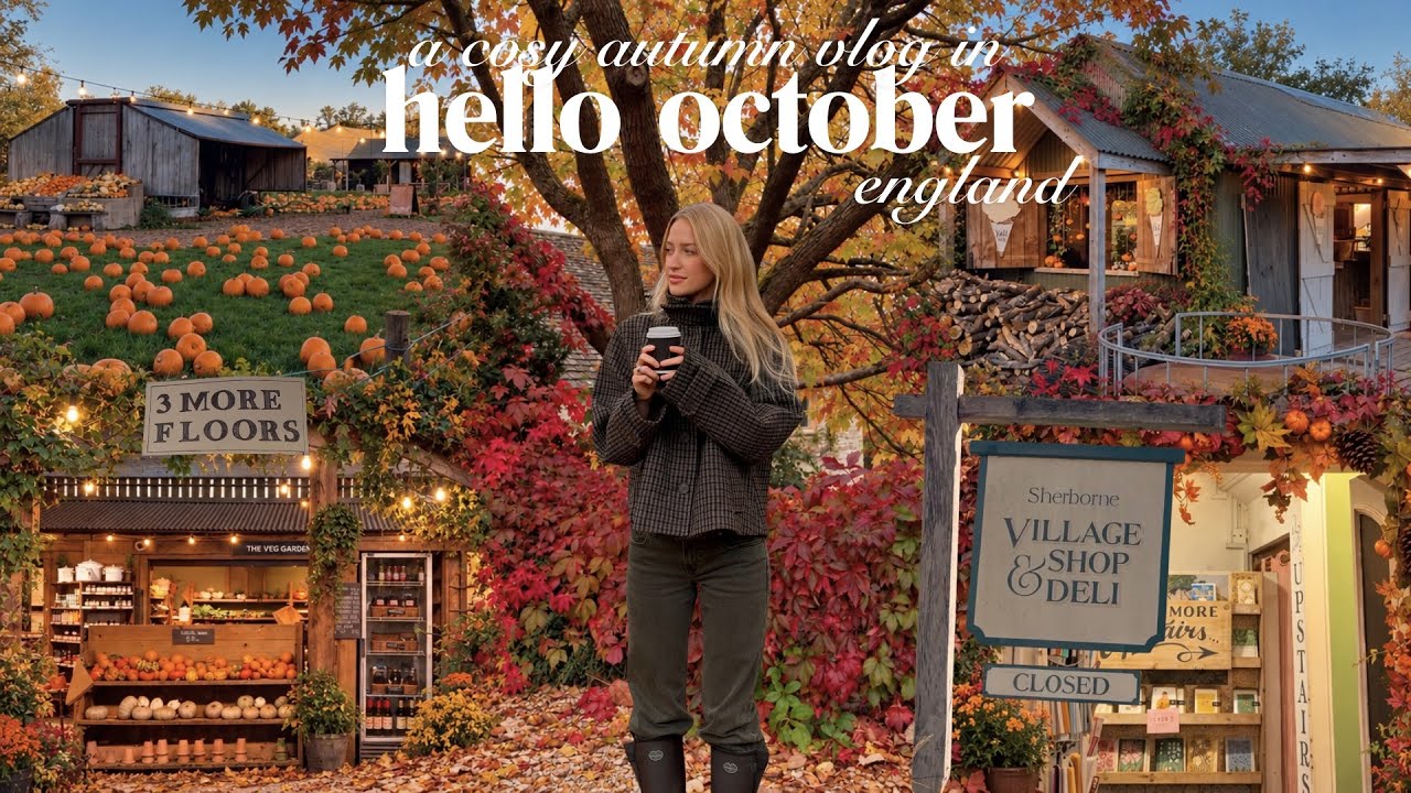 hello october: autumn in rural england 🍂 pumpkin patch, cinema night & village shopping