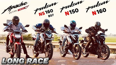 Pulsar N150 Vs Pulsar N160 Vs Pulsar NS160 BS7 Vs Apache RTR 160 4v Drag Race || Quad Battle
