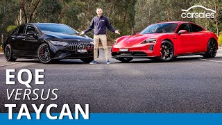 2023 Porsche Taycan GTS v Mercedes-AMG EQE 53 Comparison | German electric sports sedan shootout