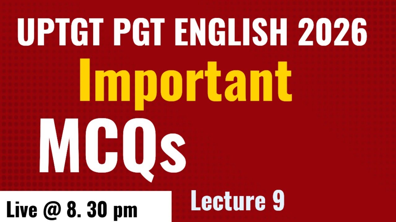 UPTGT PGT ENGLISH IMPORTANT MCQs LEC 9 I MILLION MINDS ENGLISH TGT MASTERBANK