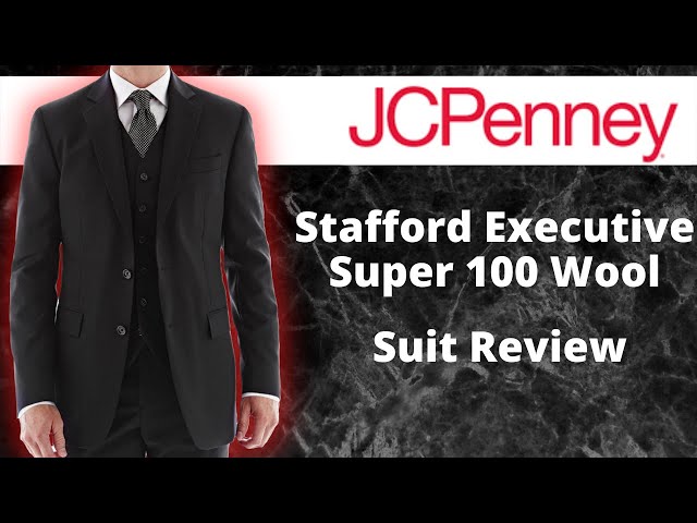 Men's Stafford Executive Portly Fit Flat-Front Suit Pants Black Sz  52x30 Stretch | eBay